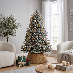 Salcar Weihnachtsbaumkragen aus Poly-Rattan – Natur, 40/60 cm oder 50/68 cm