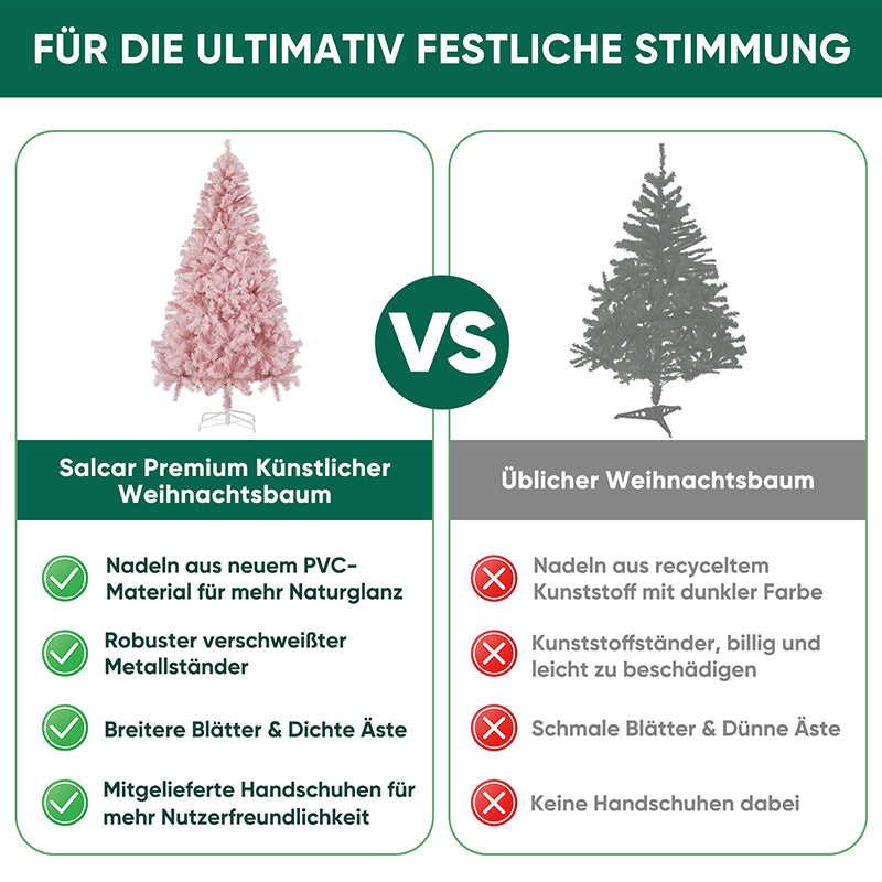 Salcar 180cm Künstlicher Weihnachtsbaum Rosa Weihnachtsbaum, Nordmanntanne, mit 735 Spitzen