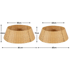 Salcar Weihnachtsbaumkragen Natur aus Poly-Rattan – Weihnachtsbaumrock & Christbaumständer Abdeckung