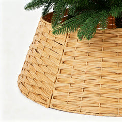 Salcar Weihnachtsbaumkragen Natur aus Poly-Rattan – Weihnachtsbaumrock & Christbaumständer Abdeckung
