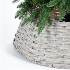 Salcar Weihnachtsbaumkragen Hellgrau aus Poly-Rattan – Weihnachtsbaumrock & Christbaumständer Abdeckung