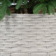 Salcar Weihnachtsbaumkragen Hellgrau aus Poly-Rattan – Weihnachtsbaumrock & Christbaumständer Abdeckung