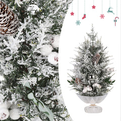 Salcar Künstlicher Mini-Weihnachtsbaum 50 cm – Mit Christbaumschmuck, Tannenzapfen & roten Beeren – Aus 100 % PE, stabil & wiederverwendbar