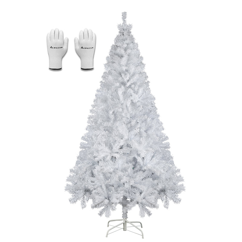 Salcar 180/210cm Künstlicher Weihnachtsbaum Weiß Christbaum mit Ständer, Nordmanntanne, 735/1025 PVC Nadeln