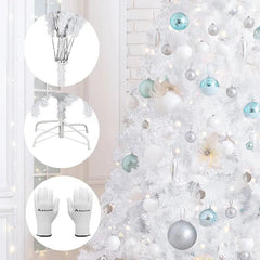 Salcar 180/210cm Künstlicher Weihnachtsbaum Weiß Christbaum mit Ständer, Nordmanntanne, 735/1025 PVC Nadeln Salcar