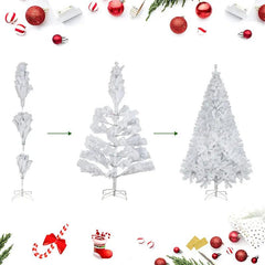 Salcar 180/210cm Künstlicher Weihnachtsbaum Weiß Christbaum mit Ständer, Nordmanntanne, 735/1025 PVC Nadeln Salcar
