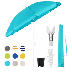 Sekey 180 cm Strandschirm mit Schutzhülle und Bodenhülse, Sonnenschutz UV50+