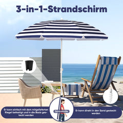 Sekey 180 cm Strandschirm mit Schutzhülle und Bodenhülse, Sonnenschutz UV50+
