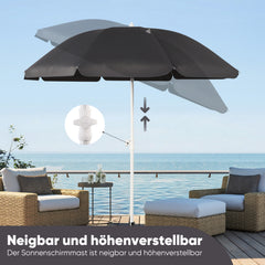 Sekey 3-in-1 Sonnenschirm mit Erdspieß 160cm – höhenverstellbar & neigbar, UV-Schutz 50+, stabiler Strandschirm für Strand, Garten & Camping