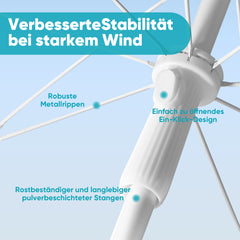 Sekey 180 cm Strandschirm mit Schutzhülle und Bodenhülse, Sonnenschutz UV50+