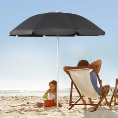 Sekey 3-in-1 Sonnenschirm mit Erdspieß 160cm – höhenverstellbar & neigbar, UV-Schutz 50+, stabiler Strandschirm für Strand, Garten & Camping