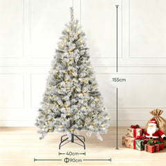 Salcar 180cm Artificial Christmas Tree with Snow and Light, with 250 LEDs and 828 PVC Tips