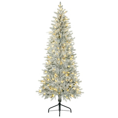 Salcar Halb-Weihnachtsbaum mit LED & Schnee 180/210 cm – Künstlicher Christbaum aus 100 % PE