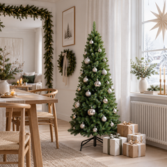 Salcar Künstlicher Weihnachtsbaum – Schmaler Weihnachtsbaum in Bleistiftform mit Metallständer