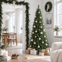 Salcar Künstlicher Weihnachtsbaum – Schmaler Weihnachtsbaum in Bleistiftform mit Metallständer