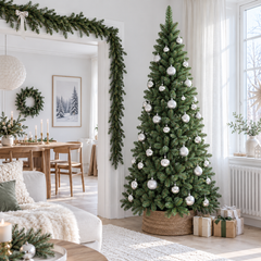 Salcar Künstlicher Weihnachtsbaum – Schmaler Weihnachtsbaum in Bleistiftform mit Metallständer