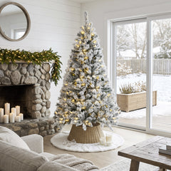 Salcar 180cm Artificial Christmas Tree with Snow and Light, with 250 LEDs and 828 PVC Tips