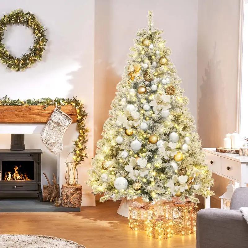 Energieeffizienter LED-Kunstweihnachtsbaum mit Schnee & robustem Ständer – sekeymall