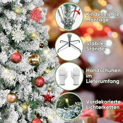 Salcar 180cm Artificial Christmas Tree with Snow and Light, with 250 LEDs and 828 PVC Tips