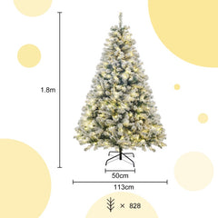 Salcar 180cm Artificial Christmas Tree with Snow and Light, with 250 LEDs and 828 PVC Tips