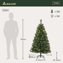Salcar 120/150/180/210/240cm Künstlicher Weihnachtsbaum mit LED, mit 226/382/580/868/1168 Spitzen und 250/380/450 LEDs Salcar