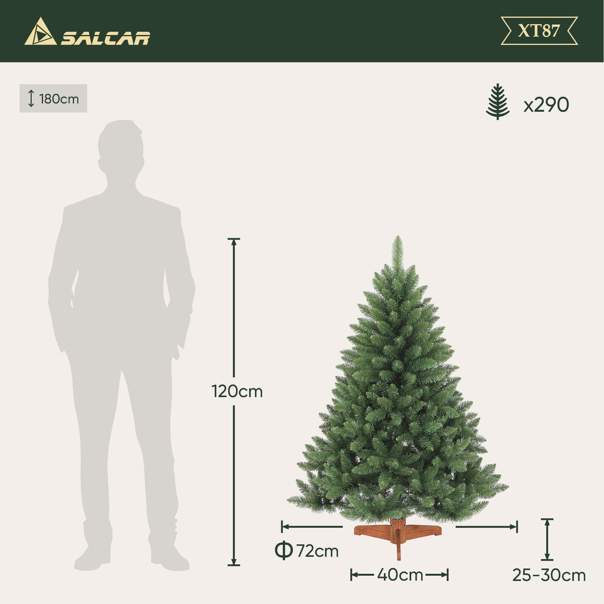 Salcar 120cm/150cm/180cm/210cm Künstlicher Weihnachtsbaum, Korea-Tanne, mit 730/1066  PVC-Nadeln