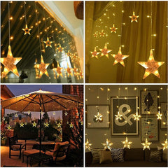 Salcar 2 x 1 m LED Lichtervorhang mit Fernbedienung, 12 Sternen, 108 LEDs, 31V GS-zertifizierte Stromversorgung