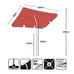 Sekey 200 x 125 cm balcony umbrella rectangular with protective cover, sun protection UV50+