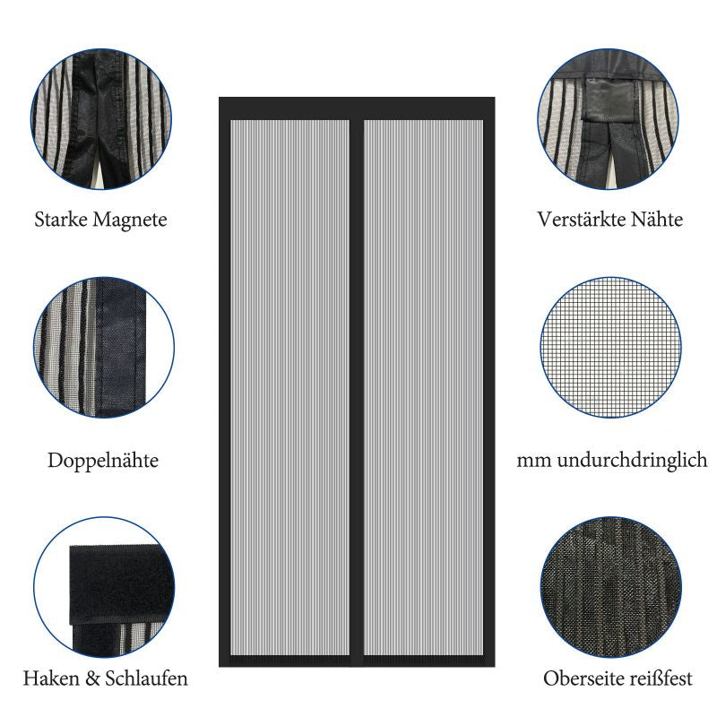 Sekey scratch-resistant magnet fly screen door made of polyester, black