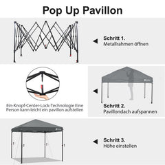 Sekey 300 x 300 cm Faltpavillon mit 4 Sandsäcken und Tragetasche