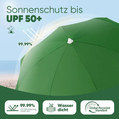 Sekey ∅ 180 cm Strandschirm mit Schutzhülle und Bodenhülse, Sonnenschutz UV50+ Sekey
