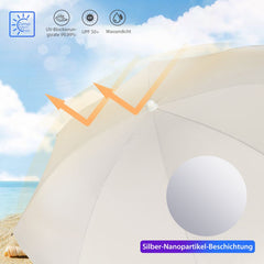 Sekey ∅ 160 cm aluminum beach umbrella with protective cover and ground sleeve, sun protection UV50+
