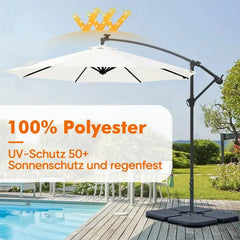 Sekey 300 cm Ampelschirm mit LED Solar Beleuchtung, Sonnenschutz UV50+ Sekey