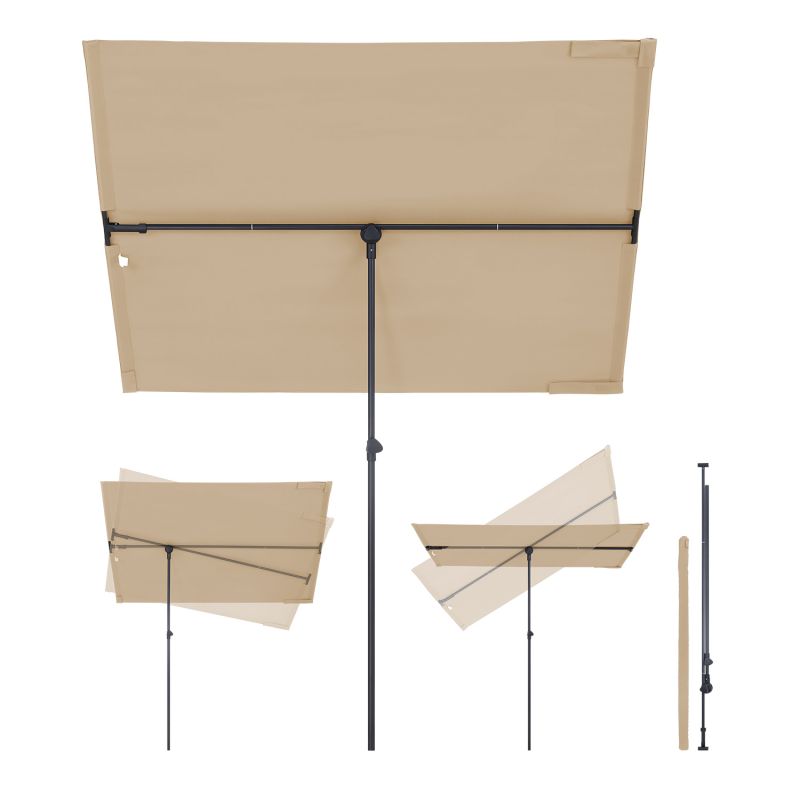 Sekey 180 x 130 cm balcony umbrella rectangular, individually adjustable, sun protection UV50+