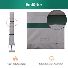 Sekey 220 x 30/50 cm protective cover for 400 cm parasol, made of polyester fabric