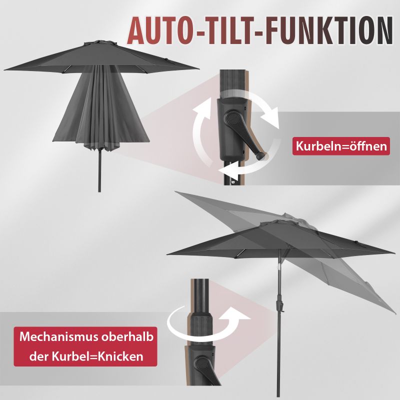 Sekey 270 cm parasol with crank, foldable while sitting, sun protection UV50+