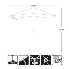 Sekey 200 x 150 cm Holz Sonnenschirm Rechteckig, Sonnenschutz UV50+ Sekey
