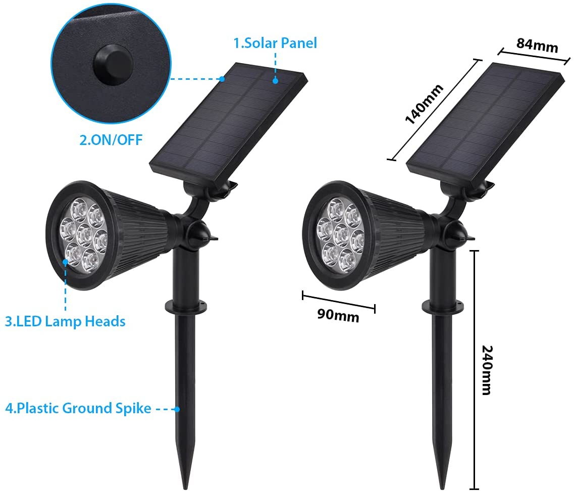 Salcar set of 2 LED solar garden lights, with 1800 mAh battery