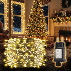 Salcar LED Cluster Lichterkette Kupferdraht | 200/400/600/800 LEDs | 5m/10m/15m/20m | Warmweiß, 8 Modi, Timer & Memory, IP44 Wasserdicht für Innen & Außen