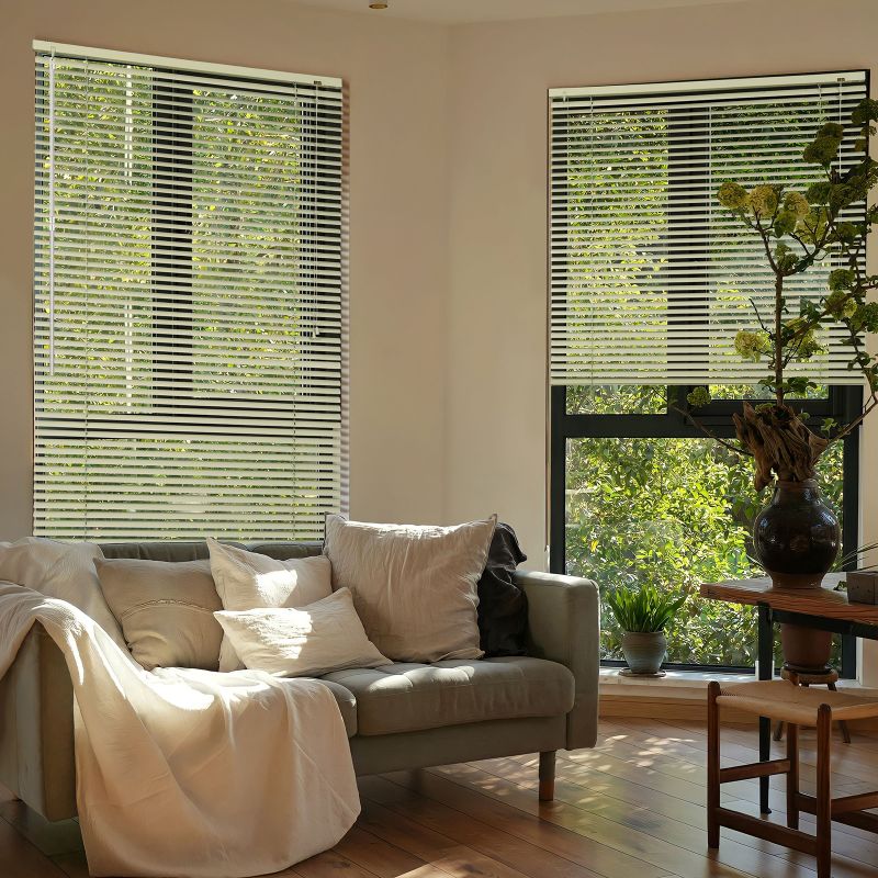 Sekey aluminium blinds without drilling, 25mm aluminium slats, cream