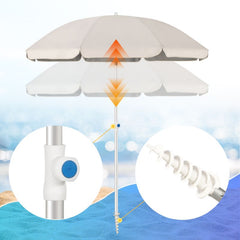 Sekey ∅ 180 cm aluminum beach umbrella with protective cover and ground sleeve, sun protection UV50+