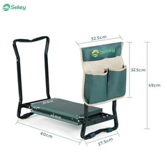 Sekey Height-Adjustable Kneeling Bench for Gardening, Load Capacity 160KG/180KG, Foldable Garden Stool with Tool Pockets, Knee Comfort for Gardening, Green