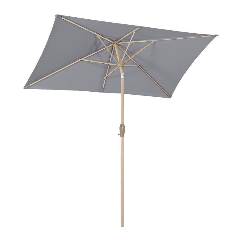 Sekey 210 x 140 cm aluminum parasol with crank, sun protection UV50+, made of wood-metal