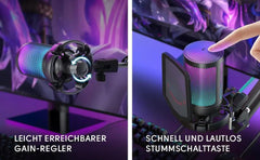 Fifine USB Kondensator Mikrofon mit Arm und Stummschalttaste, A6T Sekey