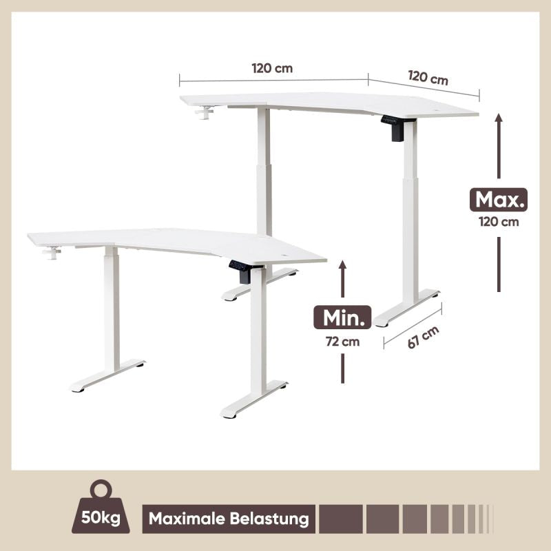 KOWO Electric Height Adjustable Corner Desk with Touchscreen, Flexi