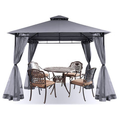 Sekey Garten Pavillon 3x3 m, Gartenzelt mit Moskitonetz, Atmungsaktives Doppeldach 160g/㎡ Polyester