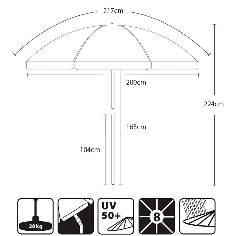 Sekey ∅ 200 cm parasol with valance, sun protection UV25+