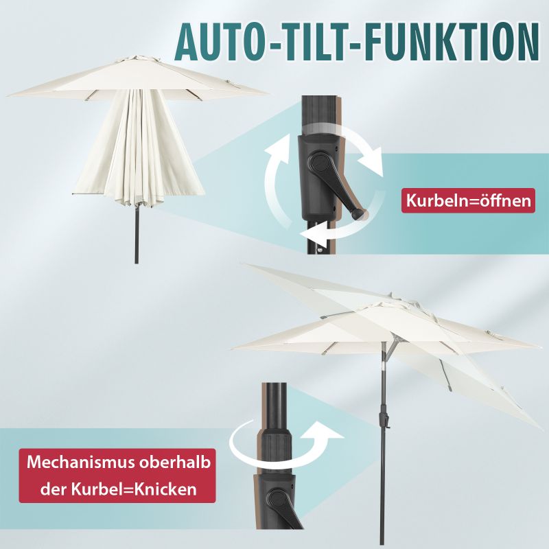 Sekey 270 cm parasol with crank, foldable while sitting, sun protection UV50+