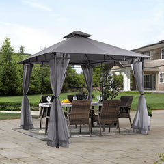 Sekey Garten Pavillon 3x3 m, Gartenzelt mit Moskitonetz, Atmungsaktives Doppeldach 160g/㎡ Polyester