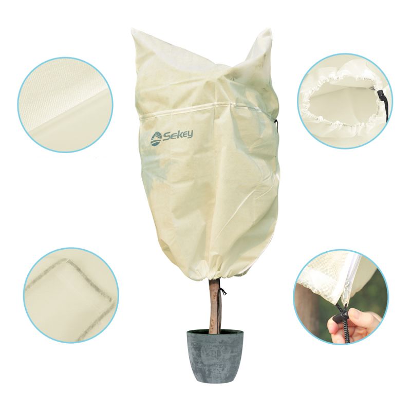 Sekey winter protection pot plant bag made of 80 g/m² nonwoven fabric, beige